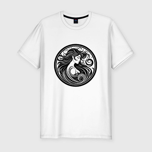 Мужская slim-футболка Трайбл узор девушки тату / Белый – фото 1