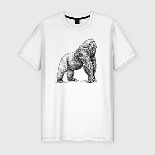 Мужская slim-футболка Горилла в профиль / Белый – фото 1