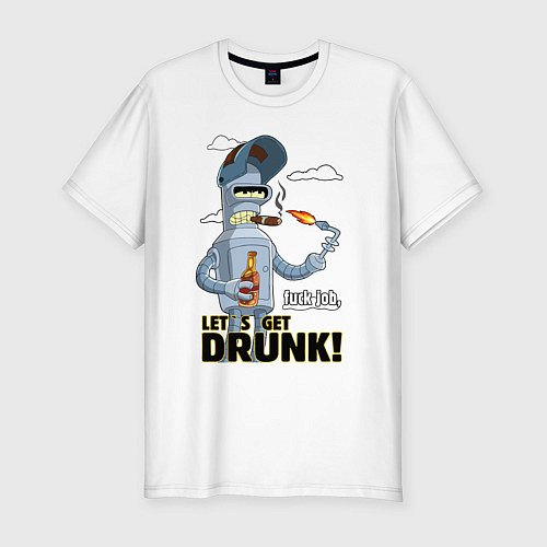 Мужская slim-футболка К черту работу - давайте выпьем / Белый – фото 1
