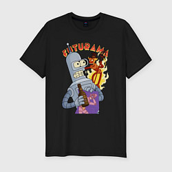 Футболка slim-fit Бендер и рободьявол, цвет: черный