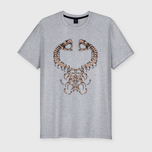 Мужская slim-футболка Скелет змеи / Меланж – фото 1