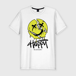 Футболка slim-fit Happy nation smile, цвет: белый