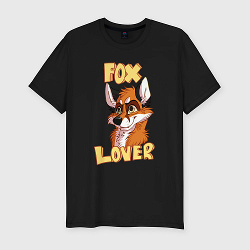 Мужская slim-футболка Любитель лис / Черный – фото 1