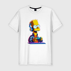 Футболка slim-fit Bart is an avid gamer, цвет: белый