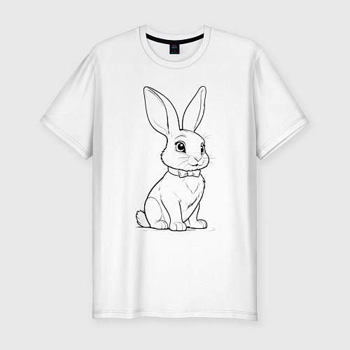 Мужская slim-футболка Зайка в бабочке / Белый – фото 1