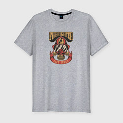 Мужская slim-футболка Спасатель пожарный