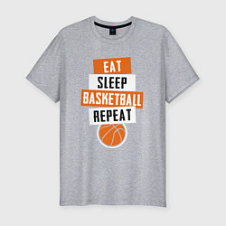 Мужская slim-футболка Eat sleep basketball