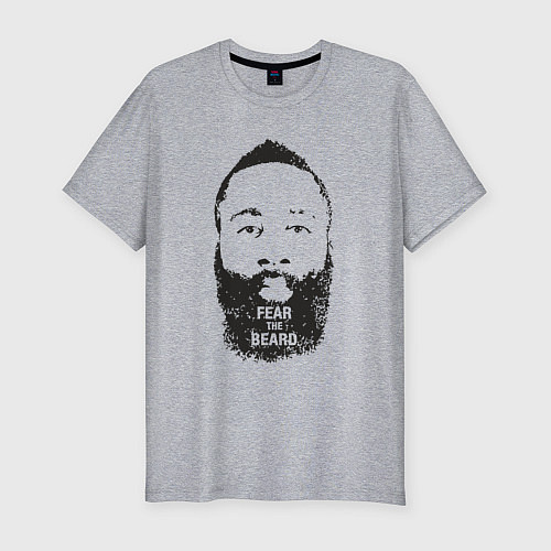 Мужская slim-футболка Бойся бороду / Меланж – фото 1