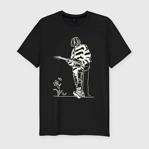 Мужская slim-футболка Kurt Cobain guitar / Черный – фото 1