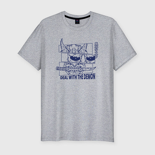 Мужская slim-футболка Они демон маска / Меланж – фото 1