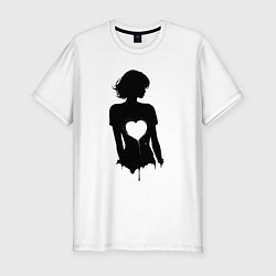 Мужская slim-футболка Силуэт девушки с сердцем