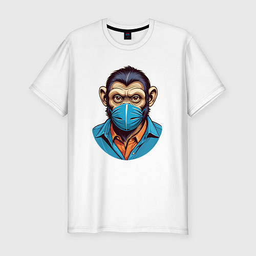 Мужская slim-футболка Портрет обезьяны в маске / Белый – фото 1
