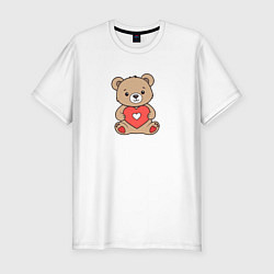 Мужская slim-футболка Медвежонок с сердечком