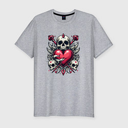 Мужская slim-футболка Черепа с сердцем