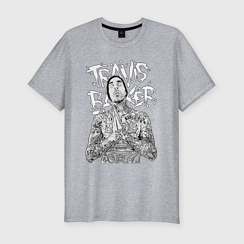 Мужская slim-футболка Travis Barker / Меланж – фото 1