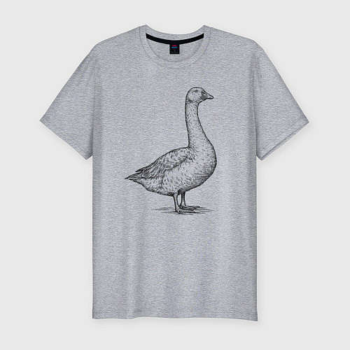 Мужская slim-футболка Гусь в профиль / Меланж – фото 1