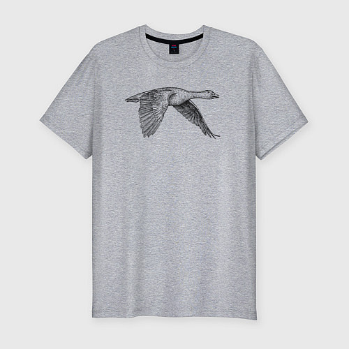 Мужская slim-футболка Гусь в полёте / Меланж – фото 1