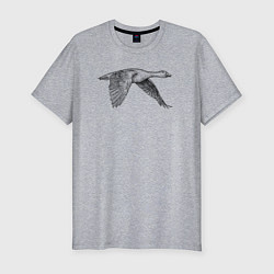 Мужская slim-футболка Гусь в полёте