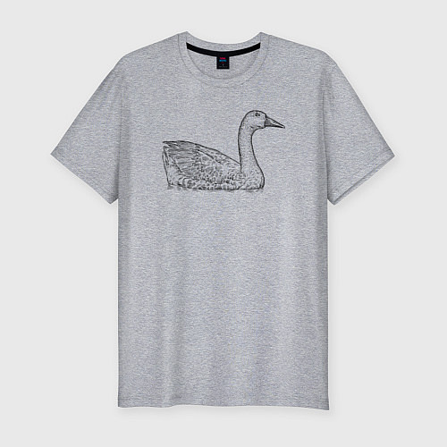 Мужская slim-футболка Гусь плавает / Меланж – фото 1