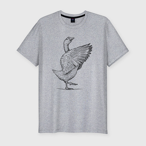 Мужская slim-футболка Гусь встрепенусь / Меланж – фото 1