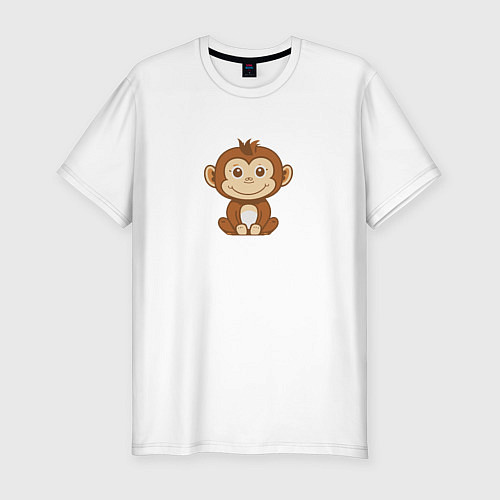 Мужская slim-футболка Маленькая обезьяна / Белый – фото 1