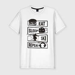 Футболка slim-fit Есть спать лыжи, цвет: белый