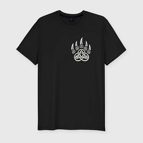 Мужская slim-футболка Символ печать велеса на груди / Черный – фото 1