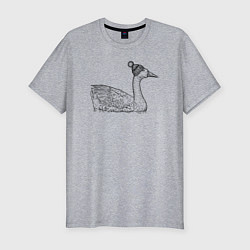 Футболка slim-fit Утка в шапке, цвет: меланж