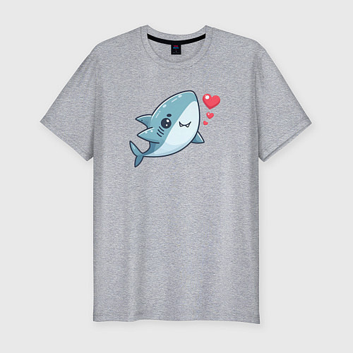 Мужская slim-футболка Акула с сердечками / Меланж – фото 1