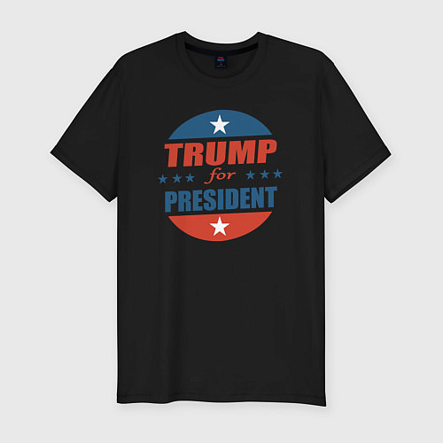 Мужская slim-футболка Трампа в президенты / Черный – фото 1
