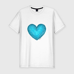 Мужская slim-футболка Сердце бирюзового цвета