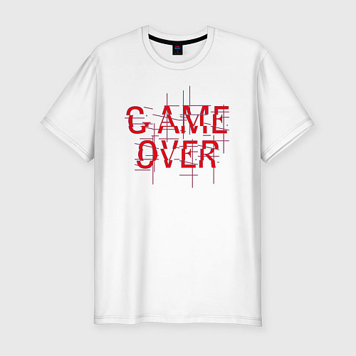 Мужская slim-футболка Надпись - Game over / Белый – фото 1