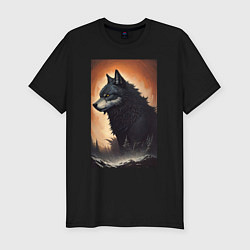 Мужская slim-футболка Большой и страшный серый волк