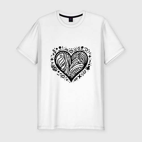 Мужская slim-футболка Декоративная татуировка сердце / Белый – фото 1