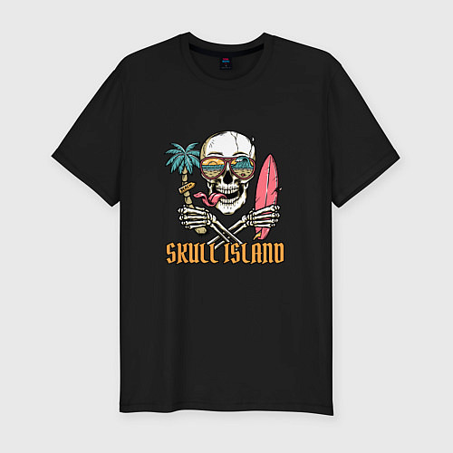 Мужская slim-футболка Остров черепа-skull island / Черный – фото 1