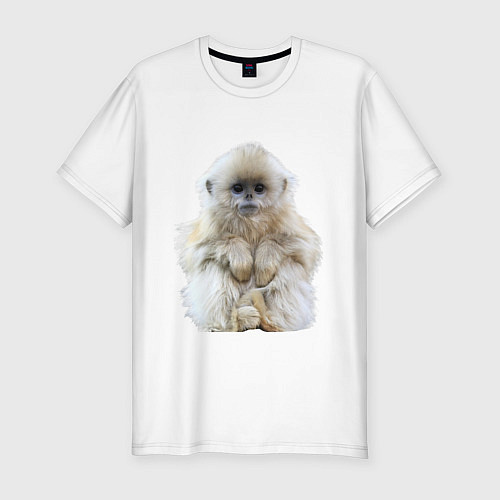 Мужская slim-футболка Пушистая обезьянка / Белый – фото 1
