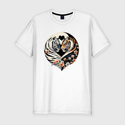 Футболка slim-fit Тигры - Инь янь, цвет: белый