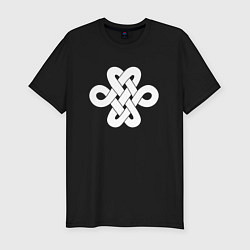 Мужская slim-футболка Белый кельтский узор