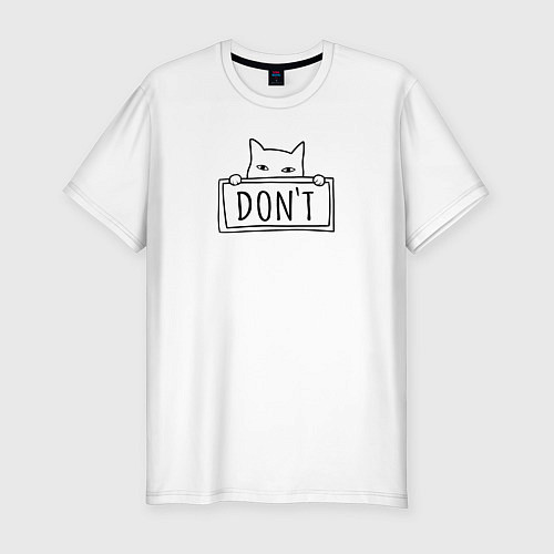 Мужская slim-футболка Котик dont black / Белый – фото 1