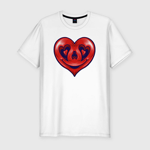 Мужская slim-футболка Smiling heart / Белый – фото 1