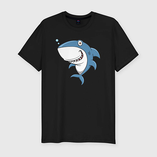 Мужская slim-футболка Cute shark / Черный – фото 1