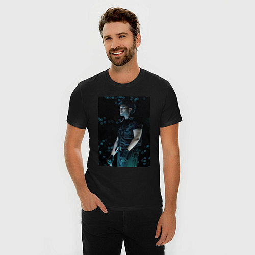 Мужская slim-футболка Звездное сияние / Черный – фото 3