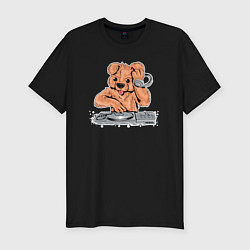 Футболка slim-fit Пёсик диджей, цвет: черный