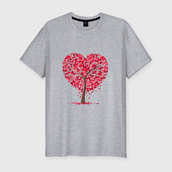 Мужская slim-футболка Дерево из сердец
