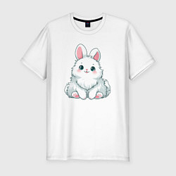 Футболка slim-fit Пушистый аниме кролик, цвет: белый