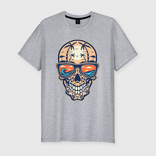 Мужская slim-футболка Summer skull / Меланж – фото 1