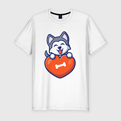 Футболка slim-fit Doggy heart, цвет: белый