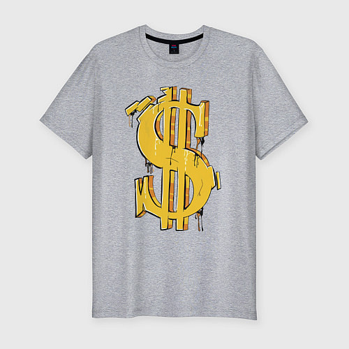 Мужская slim-футболка Знак денег / Меланж – фото 1