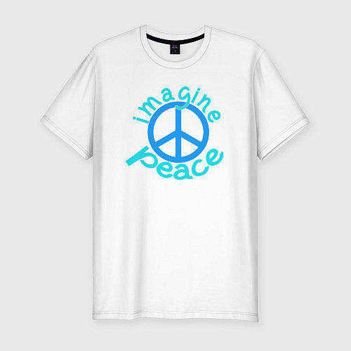 Мужская slim-футболка Imagine peace / Белый – фото 1