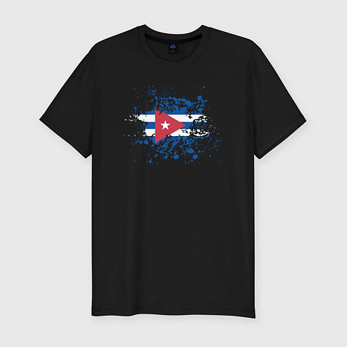 Мужская slim-футболка Куба клякса / Черный – фото 1